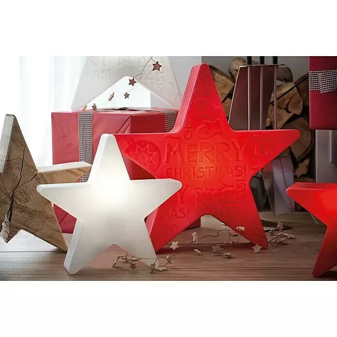 8 Seasons Design Shining LED-Stern Star Merry Christmas - Rot, Durchmesser: 60 cm, Polyethylen, 9 W, Lampenfassung: E27 - Stimmungsaufnahme