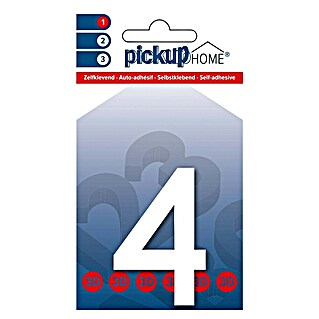 Pickup 3D Home Huisnummer Rio (Motief: 4, Hoogte: 6 cm, Wit, Kunststof, Zelfklevend)