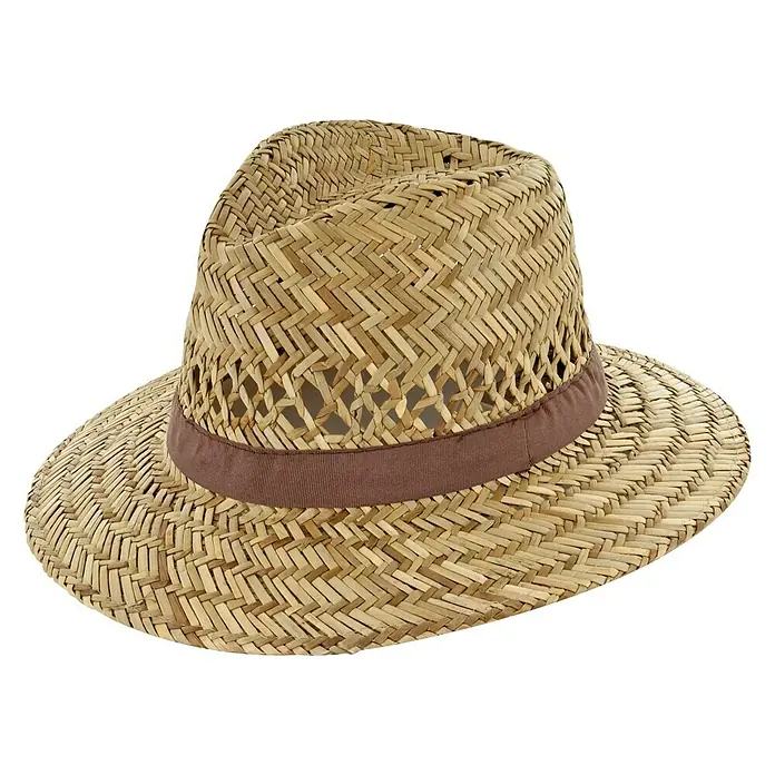 Sonnenhut Camberra - Beige, Kopfumfang: 60 cm, Geeignet für: Herren - Strohhut mit braunem Band. Der Hut ist aus Naturmaterialien gefertigt und hat ein luftiges Design. Ideal für sonnige Tage.