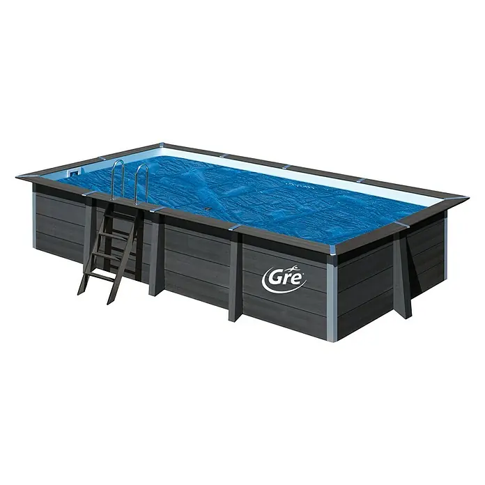 Gre Pool-Abdeckplane Isotherm - Stärke: 400 µm, L x B: 420 x 280 cm, Kunststoff - Rechteckiger GRE-Pool mit Leiter und Abdeckung, ideal für Familien, die Spaß im Garten suchen.