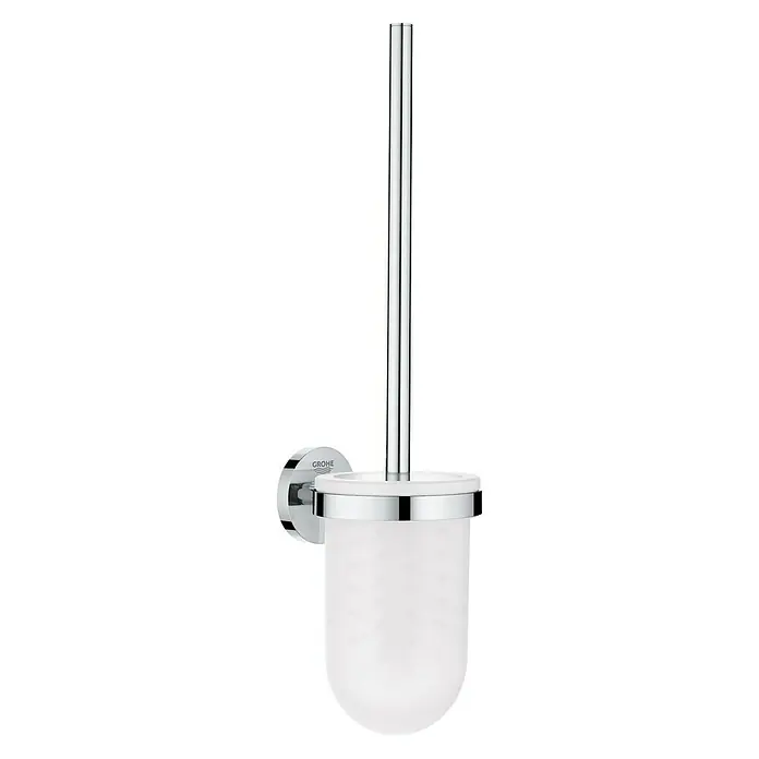 Grohe Essentials WC-Bürstengarnitur - Mit Halterung, Chrom, Glänzend - Ein stilvoller Grohe Toilettenbürstenhalter zur Wandmontage mit mattiertem Glasbehälter und Chromdetails.