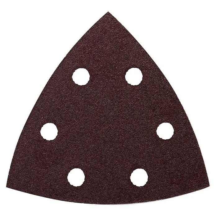 Craftomat Delta-Schleifpapier BFWP - L x B: 93 x 93 mm, 5 Stk., Körnung: 240 - Dreieckiges Schleifpapier mit Löchern für Schleifgeräte, ideal für Holzbearbeitung und Oberflächenveredelung.