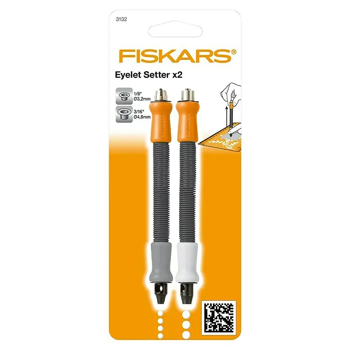 Fiskars Ösenstanzer - 2 -tlg. - Abbildung eines Fiskars Ösenwerkzeug-Sets mit zwei Werkzeugen zum professionellen Ösen.