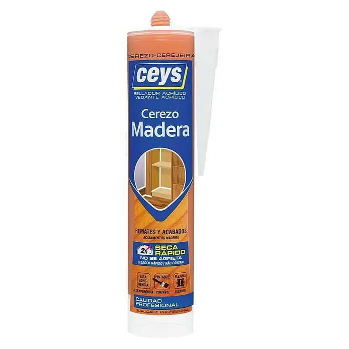 Ceys Sellador acrílico para madera - 280 ml, Cerezo - Ceys Cerezo Madera sellador acrílico: Ideal para trabajos en madera, secado rápido, pintable y flexible para acabados profesionales.