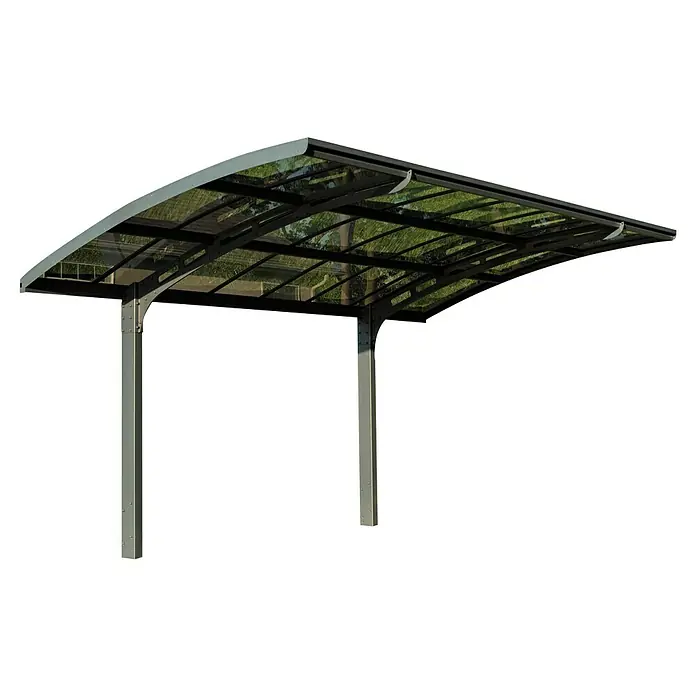 Palram – Canopia Carport Arizona Breeze 5000 - Außenmaß inkl. Dachüberstand (B x T): 289 x 495 cm, Einzelcarport, Grau - Überdachung aus Stahl und Polycarbonat, ideal für Bushaltestellen oder Unterstände, bietet Schutz vor Witterungseinflüssen.