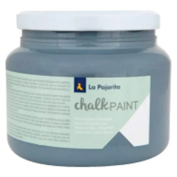 La Pajarita Pintura de tiza Chalk Paint - Gris urbano, 500 ml, Mate - Tarro de pintura de tiza La Pajarita en un relajante color gris, ideal para proyectos de muebles y decoración del hogar de inspiración vintage.