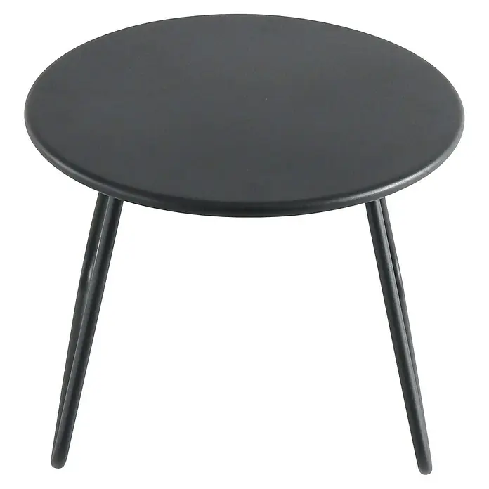 Sunfun Sarah Garten-Beistelltisch rund - Ø x H: 48 x 37,5 cm, Stahl, Schwarz - Schwarzer Beistelltisch mit runder Platte und schlanken Metallbeinen, ideal für moderne Wohnräume und als praktische Ablagefläche.
