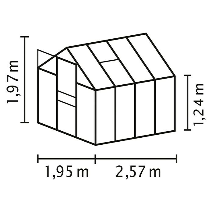 Vitavia Gewächshaus Venus 5000 Plus2,57 x 1,95 x 1,97 m, Farbe: Aluminium, Einscheibensicherheitsglas (ESG), 3 mm Unknown