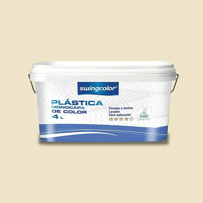 swingcolor Pintura para paredes - Crema, Mate, 4 l - Un cubo de pintura interior Swingcolor Plástica Monocapa en blanco, ideal para paredes y techos, fácil de aplicar y lavable.