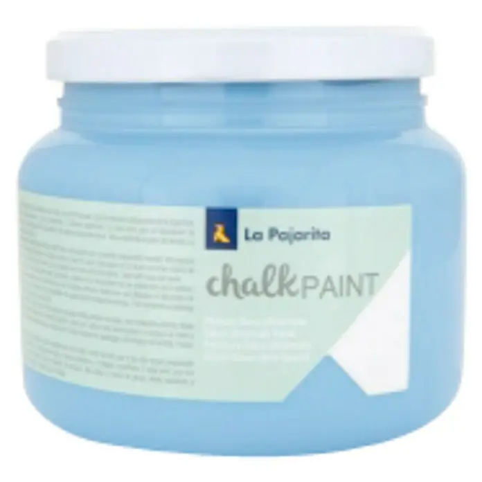 La Pajarita Pintura de tiza Chalk Paint - Azul horizonte, 500 ml, Mate - Bote de pintura a la tiza La Pajarita en azul claro, ideal para la creación de muebles y objetos decorativos.