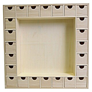Artemio Caja de madera Calendario Adviento (L x An x Al: 39 x 6,5 x 39 cm, Natural/marrón claro)