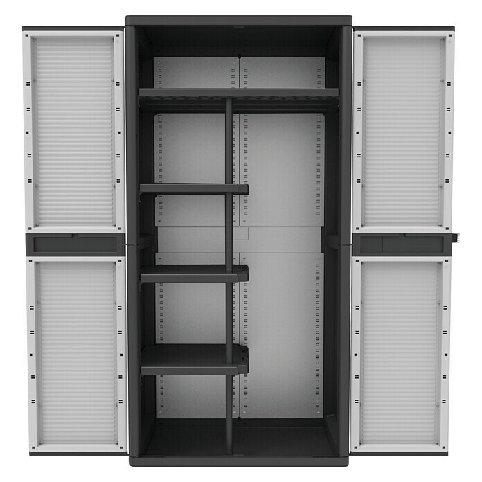 Armario resina, 2 puertas, 4 estantes, gris, 180 x 89,7 x 53,7 cm