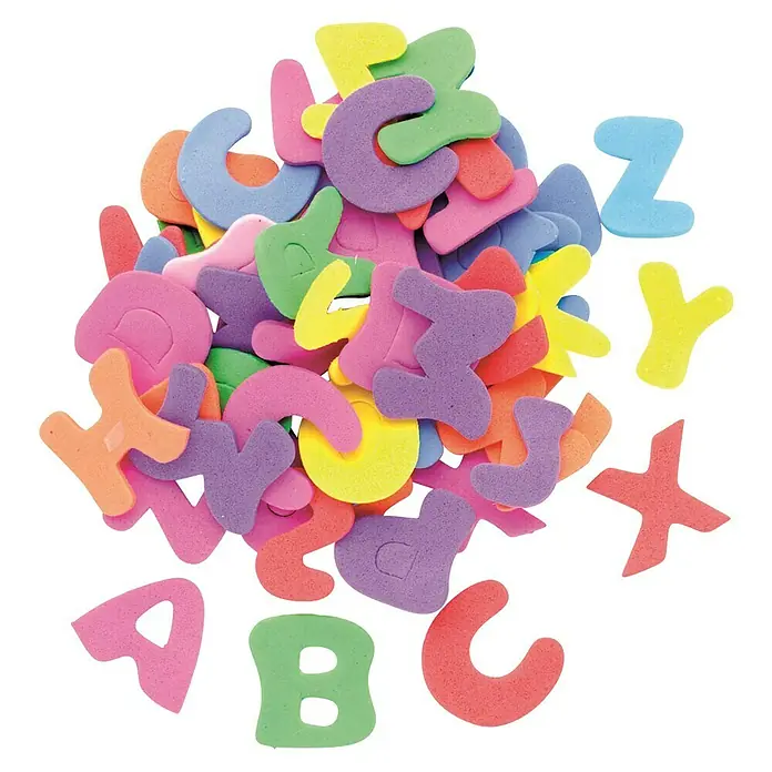 Glorex Moosgummi-Set - Buchstabe, Mehrfarbig - Bunte Schaumstoffbuchstaben, ideal zum spielerischen Lernen des Alphabets und zur Förderung der Kreativität von Kindern.