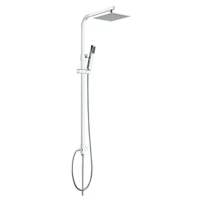 Imex Sistema de ducha Minsk - Con selector, Número de tipos de chorro: 1 ud., Cromo - Imagen de un moderno conjunto de ducha cromado con rociador y teleducha para una experiencia de ducha lujosa.
