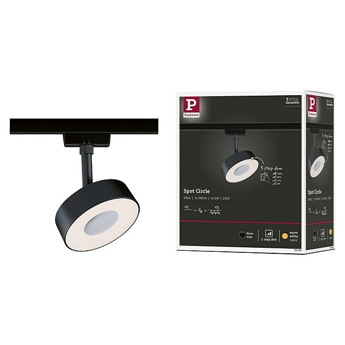 Paulmann URail LED-Spot Circle 3-Step-Dim (Schwarz matt, Warmweiß) | BAUHAUS