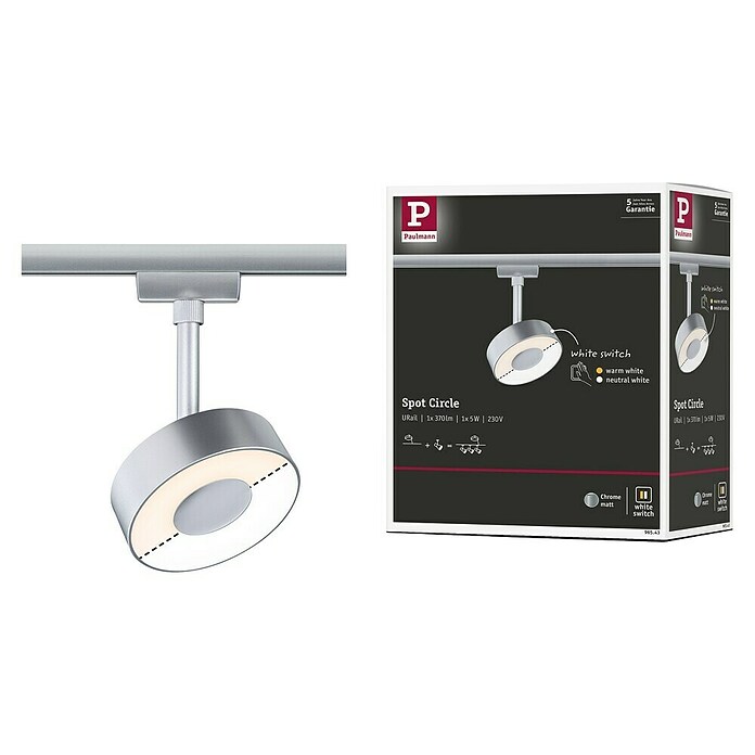 Paulmann URail LED-Spot Circle 2-Step-White (Chrom matt, 6,8 x 9,9 x 14,7 cm) | BAUHAUS