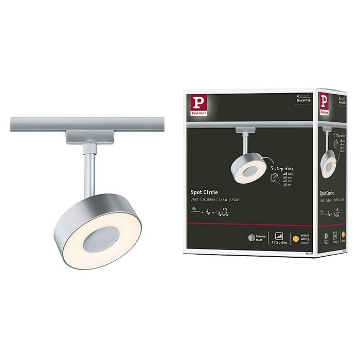 Paulmann URail LED-Spot Circle 3-Step-Dim (Chrom matt, Warmweiß) | BAUHAUS