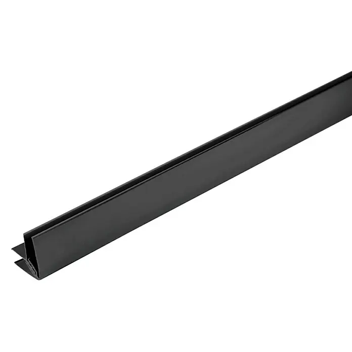 Grosfillex Perfil de esquina carbono - Gris - Perfil H de PVC negro para unir y sellar paneles, ideal para aplicaciones interiores.