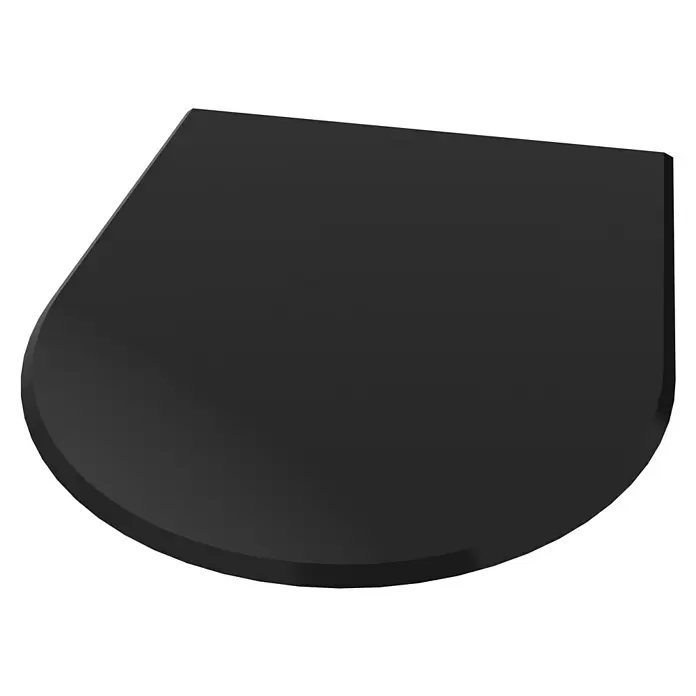 Valo Glasbodenplatte Rundbogen - 100 x 120 cm, Schwarz - Dunkelgraue, ergonomisch geformte Matte mit abgerundeten Ecken und abgeschrägten Kanten.