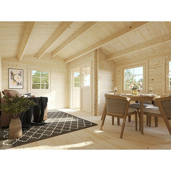 Palmako Caseta de madera para exterior (4,46 x 5,64 m, Espesor de pared: 44 mm)