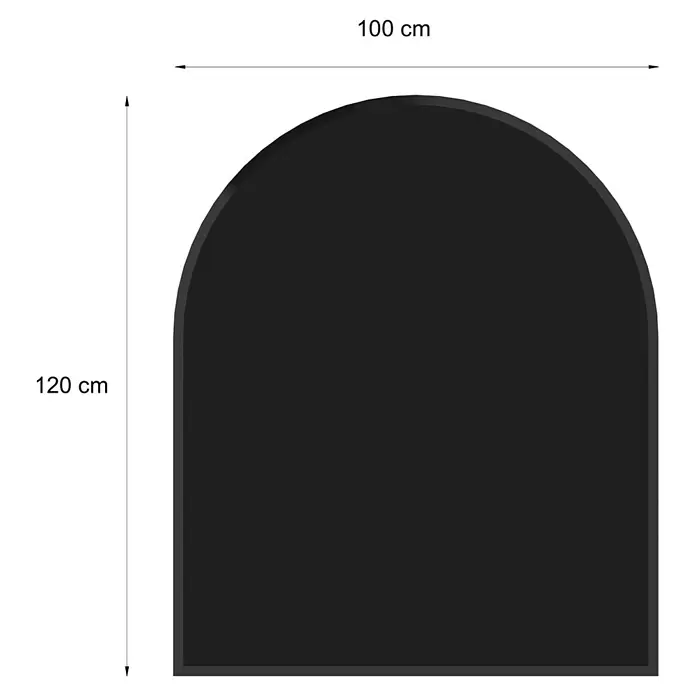 Valo Glasbodenplatte Rundbogen - 100 x 120 cm, Schwarz - Schwarzer Bogen Spiegel, 100 cm breit und 120 cm hoch.
