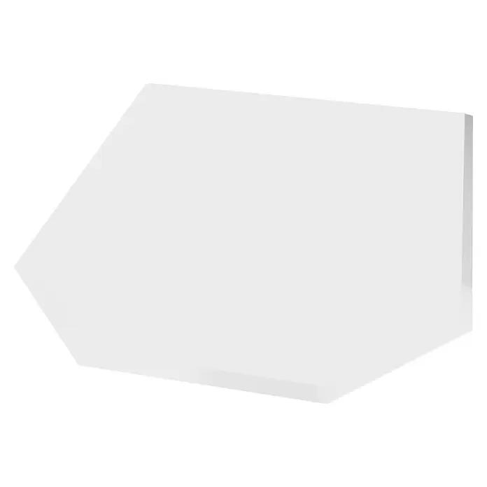 Valo Glasbodenplatte - 100 x 120 cm, Sechseckig - Weißer geometrischer Präsentationssockel.