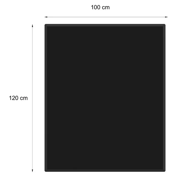 Valo Glasbodenplatte - 100 x 120 cm, Rechteckig, Schwarz - Schwarze rechteckige Matte, 100 cm breit und 120 cm lang.