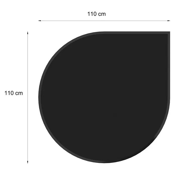 Valo Glasbodenplatte - 110 x 110 cm - Schwarz viertelrunder Tischplatte, 110x110 cm.
