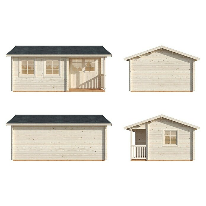 Palmako Caseta de madera para exterior (4,46 x 5,64 m, Espesor de pared: 44 mm)