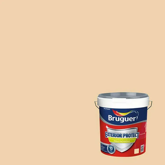 Bruguer Pintura para fachadas de acrilato puro Exterior Protect Extra - Marfil, 4 l - Pintura exterior Bruguer para proteger fachadas, en una práctica lata con el brillante logo de la marca para exteriores.
