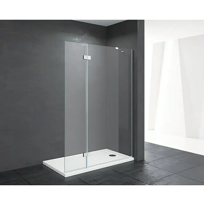 Mampara de ducha Walk-In Serket - 120 x 195 cm, Cromo, Espesor de vidrio: 6 mm - Elegante mampara de ducha con vidrio transparente y diseño minimalista. Perfecta para baños modernos, ofreciendo un aspecto elegante y funcional.
