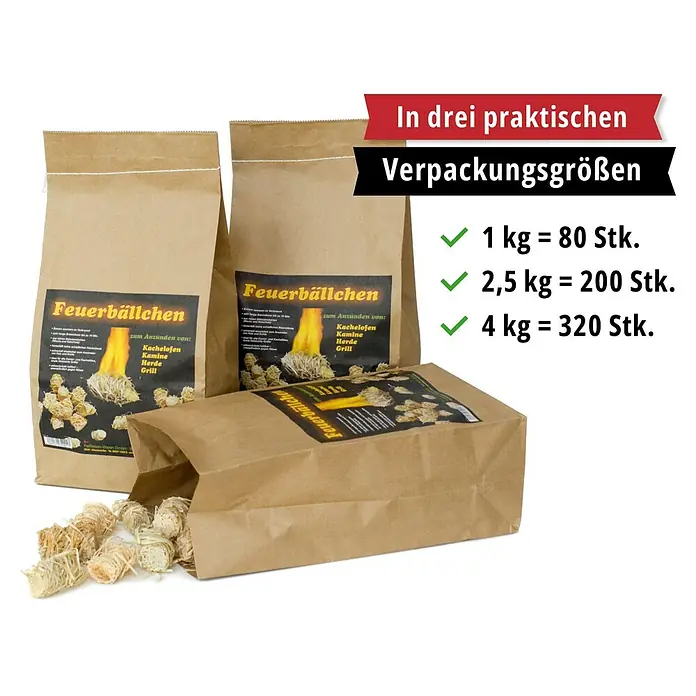 Valo Anzünder - Holz, 80 Stk. - Feuerbällchen-Anzünder in drei praktischen Verpackungsgrößen. Ideal für Kachelöfen, Kamine, Herde und Grills.