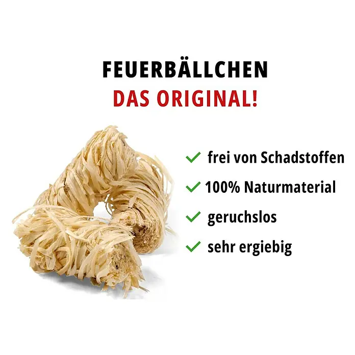 Valo Anzünder - Holz, 80 Stk. - Feuerbällchen, das Original! Die Anzündwolle besteht aus natürlichen Rohstoffen, ist geruchlos und schadstofffrei.
