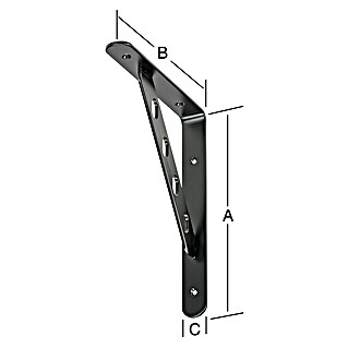 Wandkonsole (L x B x H: 250 x 200 x 30 mm, Schwarz, Stahl)