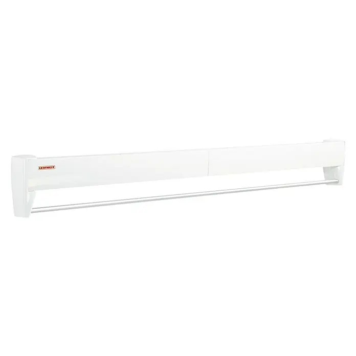 Leifheit Wandwäschetrockner Telegant 81 Protect Plus - Länge Wäscheleine: 8,1 m, 103 cm, Farbe: Weiß - Ein ausziehbarer Wandtrockner von Leifheit in Weiß mit einer verchromten Trockenstange für Bad oder Waschküche.