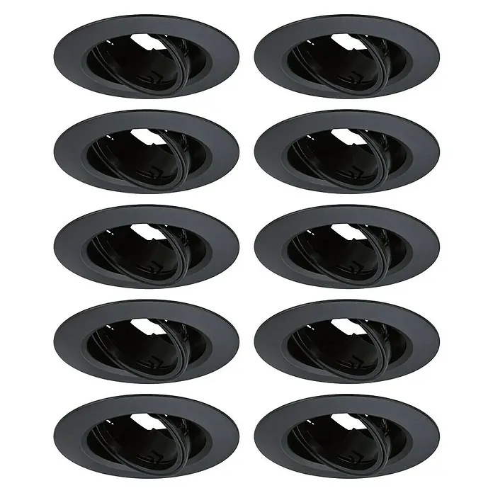 Paulmann Einbauleuchte - 10 W, 9 cm, Schwarz, 10 Stk., Schwenkbar - Ein umfassendes Set schwarzer, schwenkbarer LED-Einbaustrahler, ideal für moderne Beleuchtungskonzepte im ganzen Haus.
