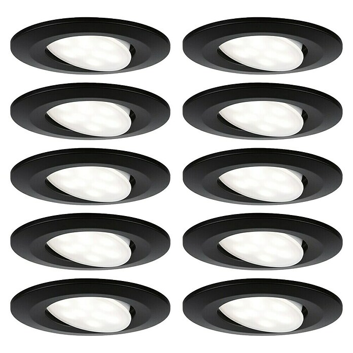 Paulmann LED-Einbauleuchten-Set rund Calla (6 W, Schwarz, 10 Stk., Neutralweiß) | BAUHAUS