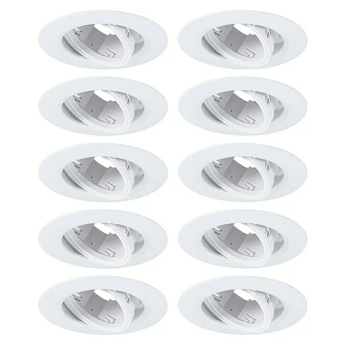 Paulmann Foco empotrable - 10 W, 9 cm, Blanco, 10 ud., Orientable - Focos LED empotrables, redondos y blancos, para una iluminación elegante y funcional en cualquier estancia. Juego de 10.