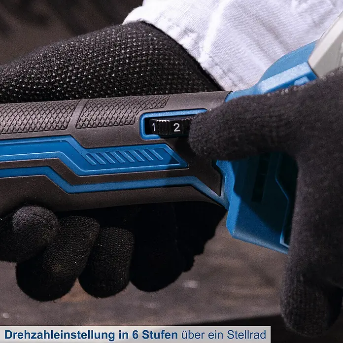 Scheppach IXES 20V Akku-Winkelschleifer C-AG125-X - Ohne Akku, Durchmesser Scheibe: 125 mm - Drehzahleinstellung am blauen Werkzeug.