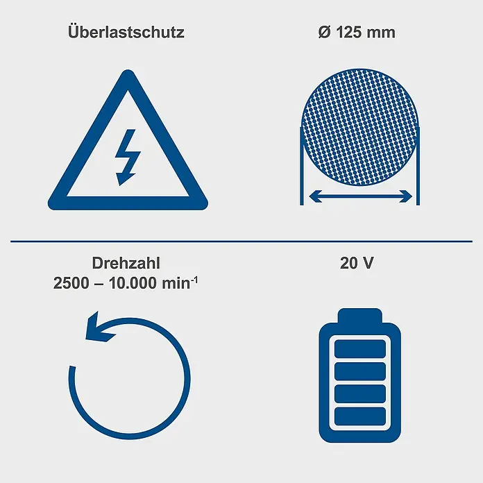 Scheppach IXES 20V Akku-Winkelschleifer C-AG125-X - Ohne Akku, Durchmesser Scheibe: 125 mm - Produktdetails: Überlastschutz, Ø 125 mm, Drehzahl 2500-10.000 min-1, 20 V Akku, Richtung der Rotation.