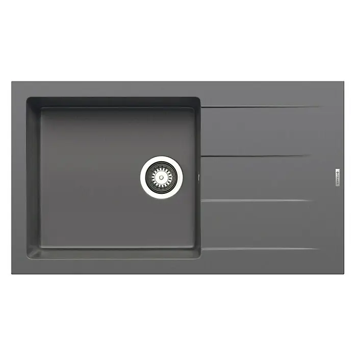 Pyramis Einbauspüle Athlos Plus - B x L: 86 x 50 cm, Iron Grey - Eine moderne, graue Küchenspüle mit einem einzelnen Becken und Abtropffläche. Die Spüle ist aus hochwertigem Material gefertigt und leicht zu reinigen.
