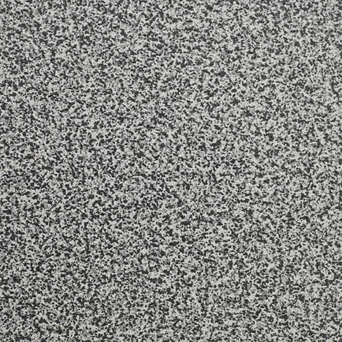 MFG Garten-Stehtisch rund - Ø x H: 85 x 110 cm, Stahl, Kunststoff, Klappbar, Grau - Detailaufnahme einer gesprenkelten, grau-schwarzen Oberfläche, ideal als strukturierter Hintergrund für Produktdesigns oder Texturen.