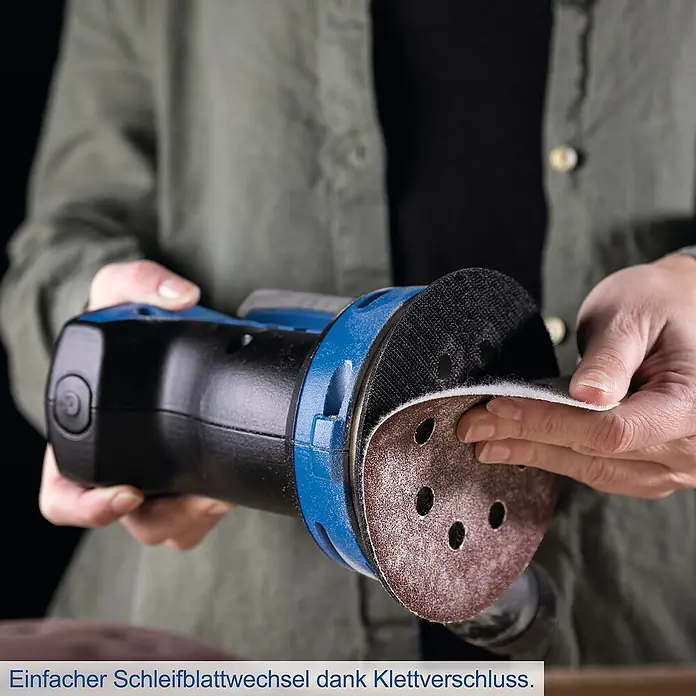 Scheppach IXES 20V Akku-Exzenterschleifer C-OBS125-X - 20 V, Durchmesser Schleifscheibe: 125 mm - Einfacher Schleifblattwechsel dank Klettverschluss.