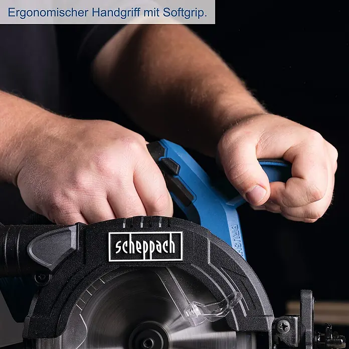 Scheppach IXES 20V Akku-Handkreissäge BC-HCS165-X - 20 V, Durchmesser Sägeblatt: 165 mm - Handkreissäge mit ergonomischem Handgriff für komfortables Arbeiten.