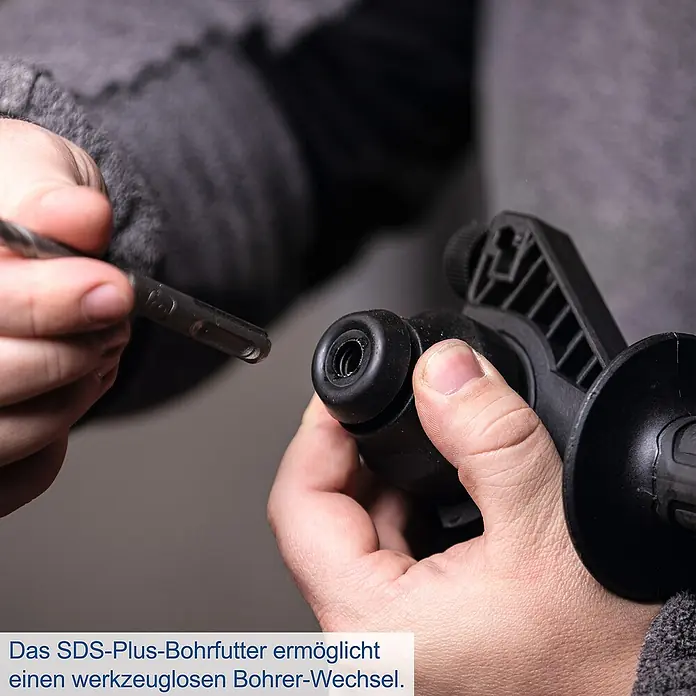 Scheppach IXES 20V Akku-Bohrhammer BC-RHD230-X - 20 V, 2,2 J, Bohrfutter/Werkzeugaufnahme Elektromaschine: SDS-Plus-Aufnahme, Max. Schlagzahl: 5.500 /min - SDS-Plus-Bohrfutter für werkzeuglosen Bohrerwechsel. Einfaches Einsetzen und Auswechseln des Bohrers ohne Werkzeug.