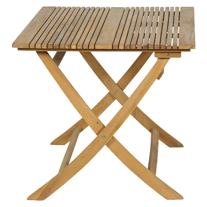 Siena Garden Falun Gartentisch - L x B x H: 120 x 80 x 73,5 cm, Akazie, Rechteckig, Natur - Klappbarer Holztisch mit Lattenrost-Tischplatte und X-förmigem Gestell für den Innen- und Außenbereich. Ideal für kleine Räume.