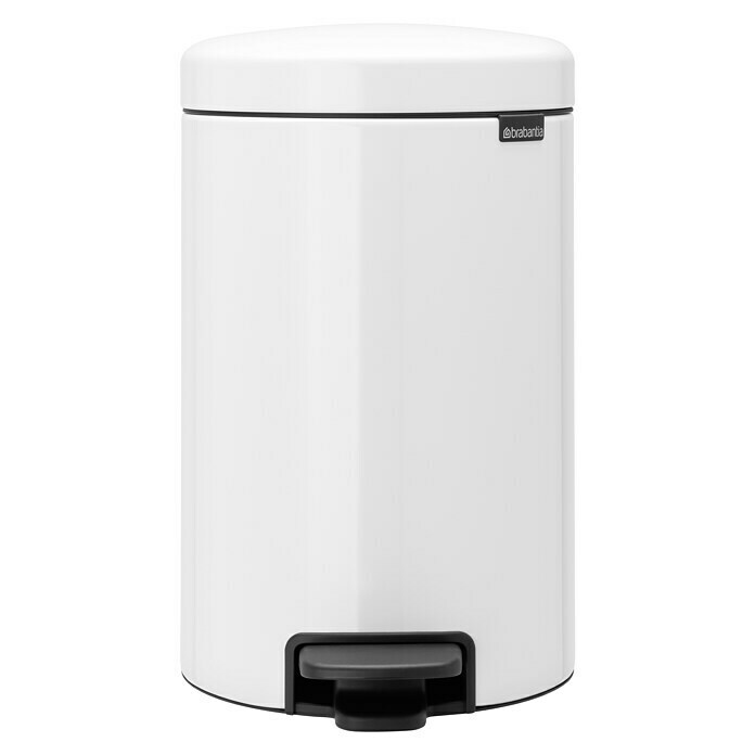 Brabantia Treteimer newIcon12 l, Weiß, Rund, Stahl Front View