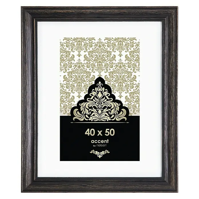 Accent Holzrahmen Vintage - 40 x 50 cm, Schwarz - Dekorativer Nielsen Fotorahmen in Holzoptik, ideal um Ihre schönsten Erinnerungen stilvoll in Szene zu setzen. Ein echter Hingucker für jedes Zuhause!