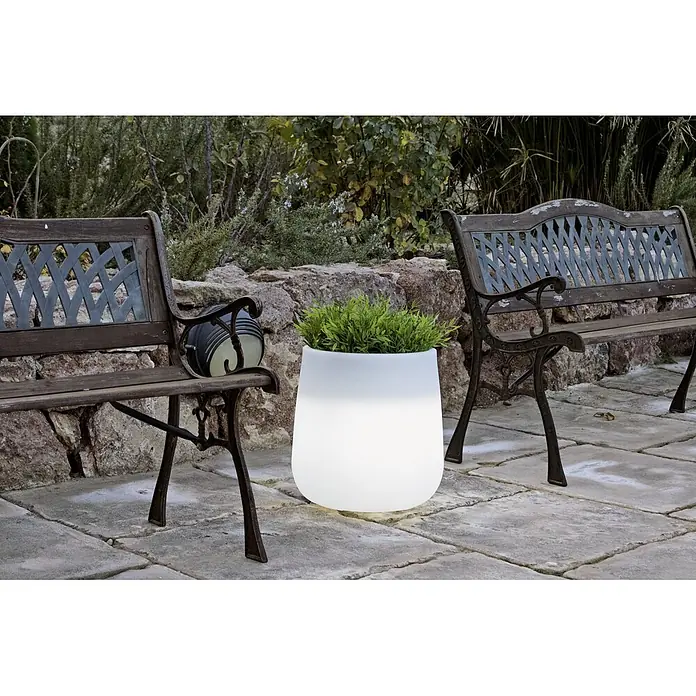 New Garden LED-Blumentopf Camelia - 8 W, Höhe: 40 cm - Gartenbank mit stilvollem beleuchtetem Blumentopf.