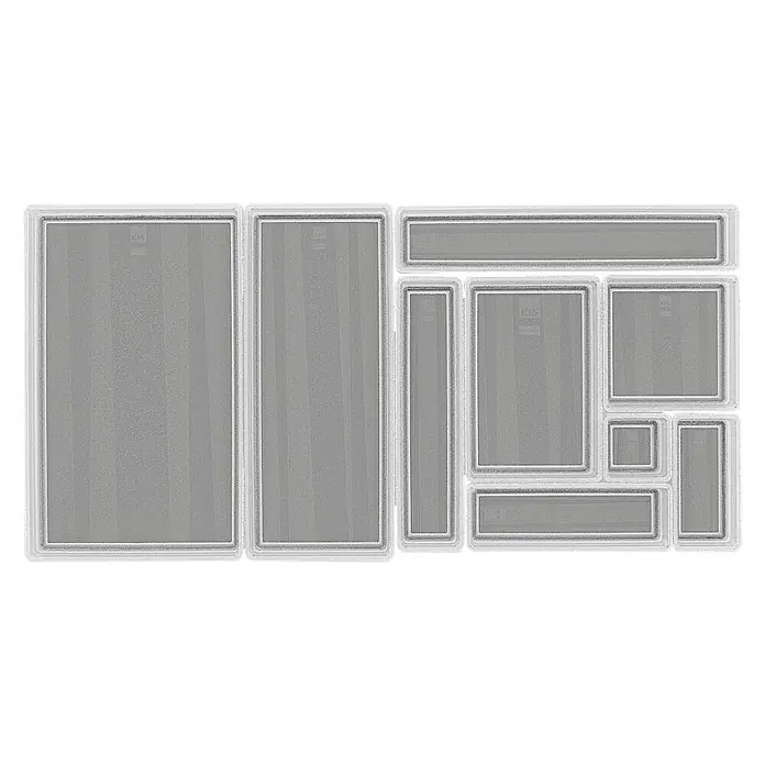Sistemo Schubladeneinsatz - 22,5 x 7,5 x 5 cm, Transparent, Kunststoff - Das graue Trennwandsystem zeigt verschiedene Größen und Konfigurationen, ideal zur Raumaufteilung und Strukturierung von Bereichen im Büro oder Zuhause.